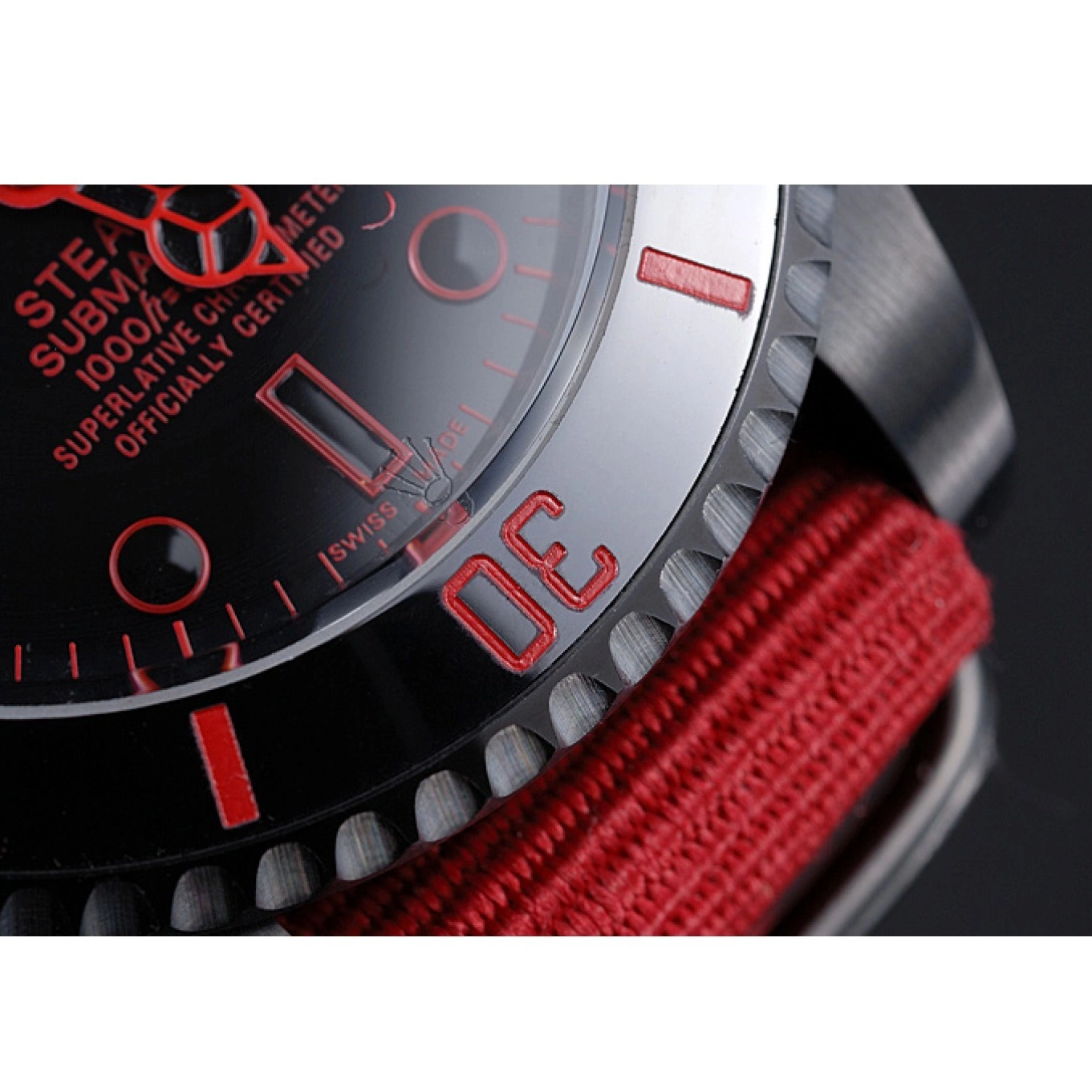 Rolex aaa copy 622010 Submariner Red Nylon Rolex Strap Stealth 0705